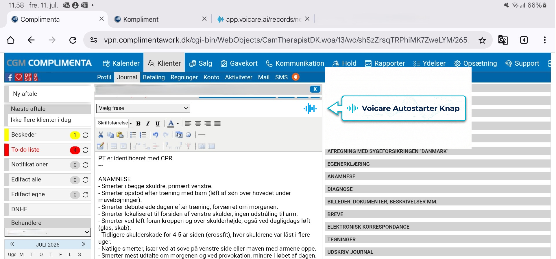 Voicare Autostarter Chrome Extension integreret i ComplimentaWork